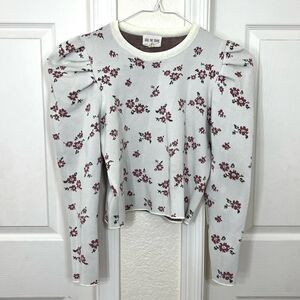 Kiss the Stars Floral Cropped Puff Sleeve Top Size XL